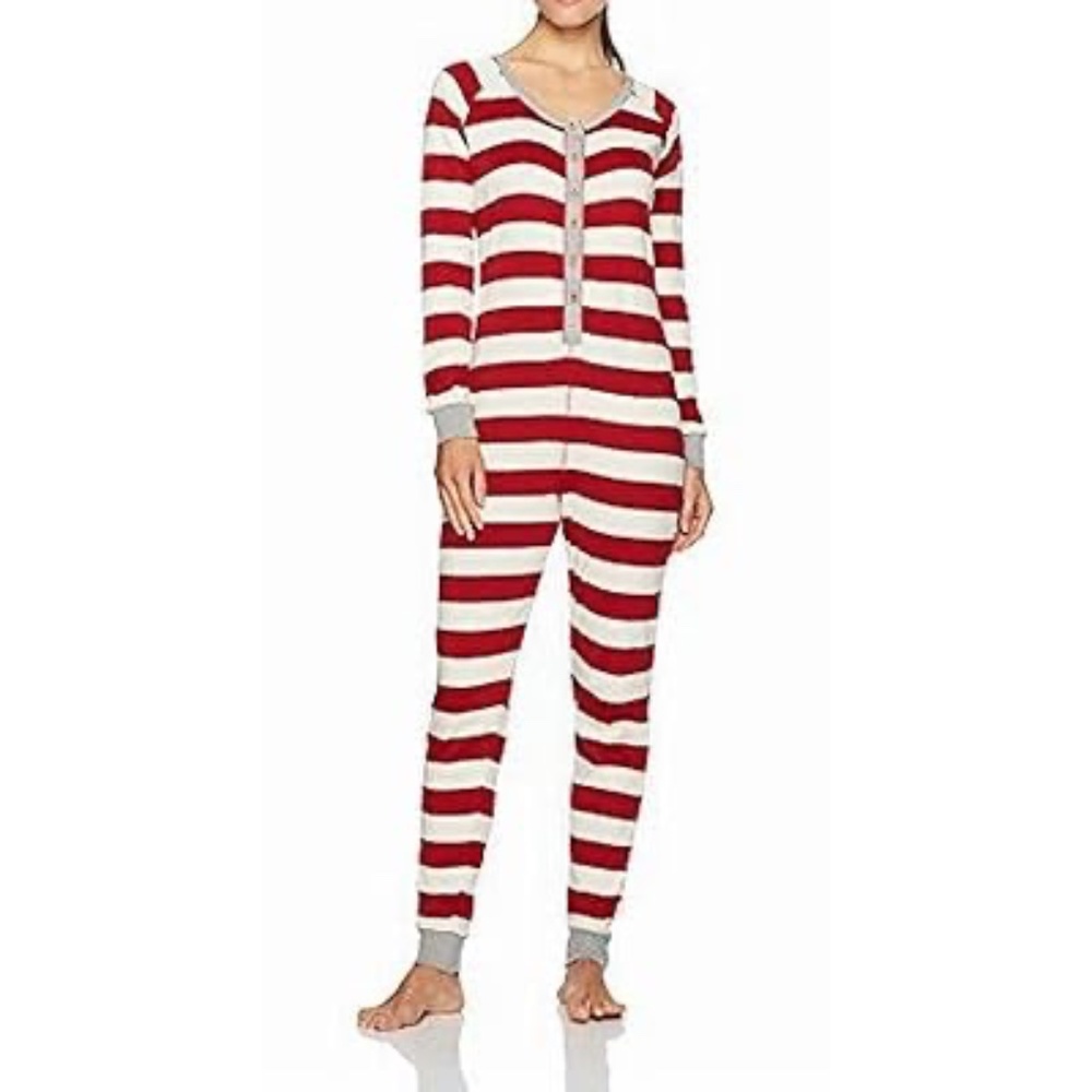 Burt's Bees Organic Cotton Striped Onesie Pajamas Medium Red Cream